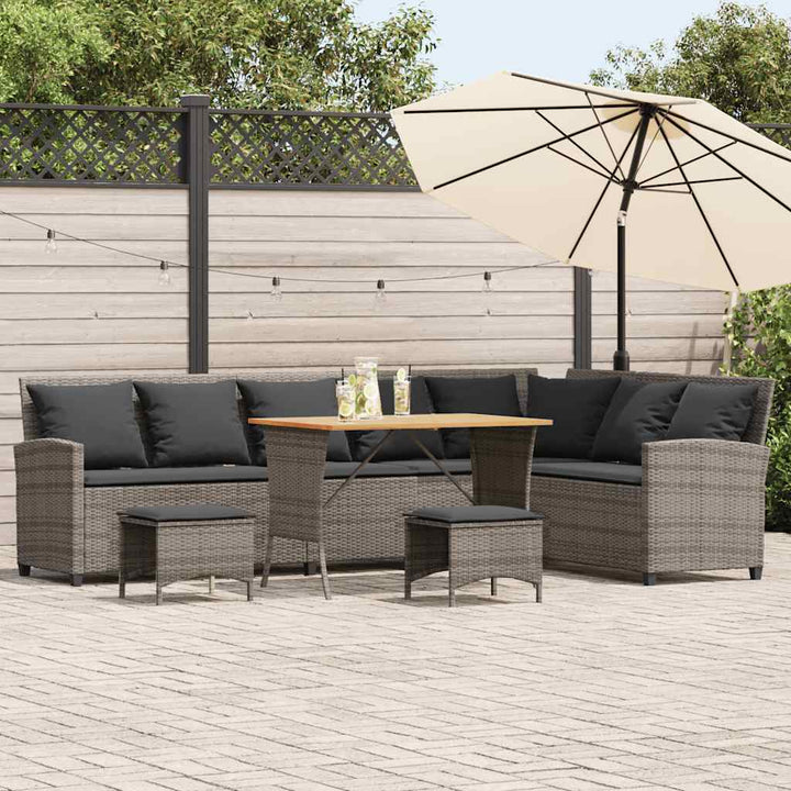 sofasæt til haven 4 dele med hynder L-formet polyrattan grå