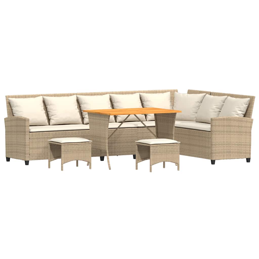 sofasæt til haven 4 dele med hynder L-formet polyrattan beige