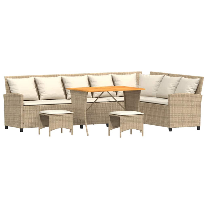 sofasæt til haven 4 dele med hynder L-formet polyrattan beige