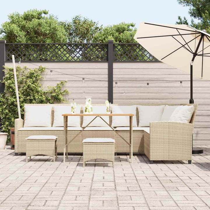 sofasæt til haven 4 dele med hynder L-formet polyrattan beige