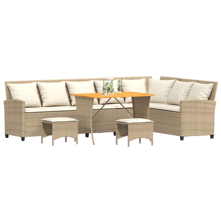 sofasæt til haven 4 dele med hynder L-formet polyrattan beige
