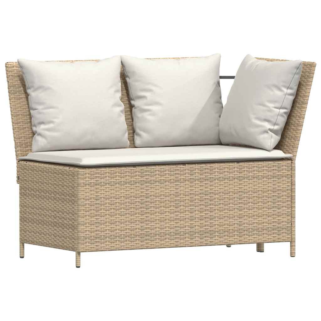 sofasæt til haven 4 dele med hynder L-formet polyrattan beige