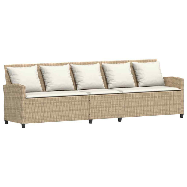 sofasæt til haven 4 dele med hynder L-formet polyrattan beige
