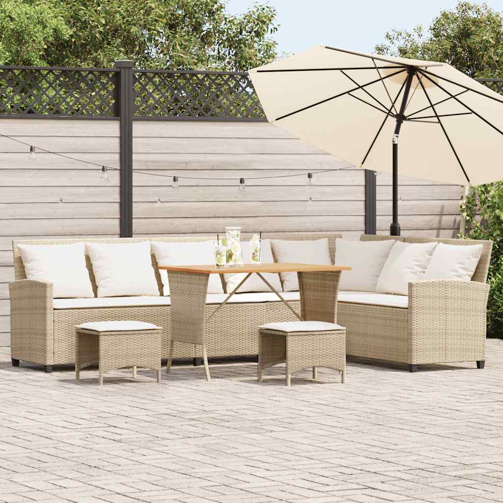 sofasæt til haven 4 dele med hynder L-formet polyrattan beige