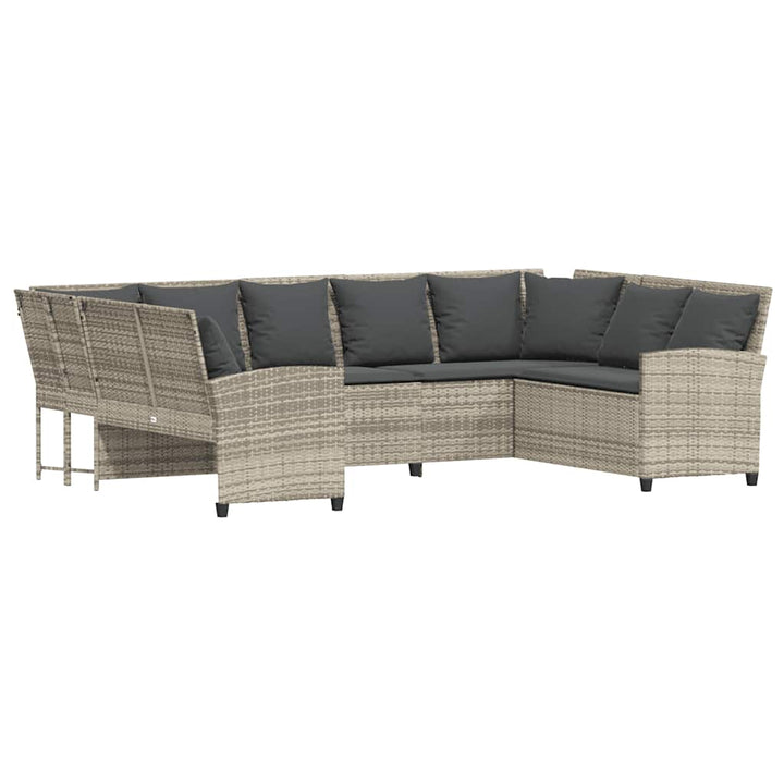 havesofa med hynder polyrattan lysegrå