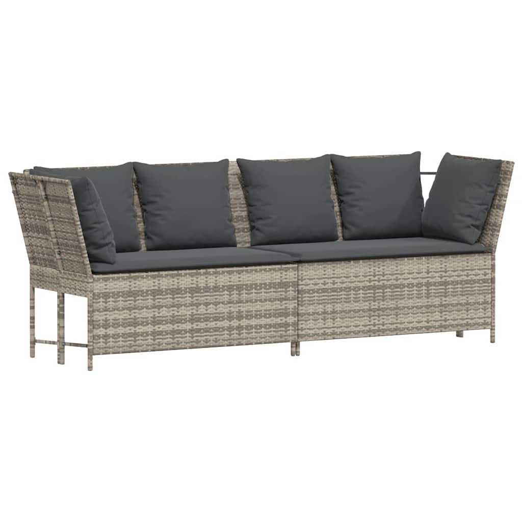 havesofa med hynder polyrattan lysegrå