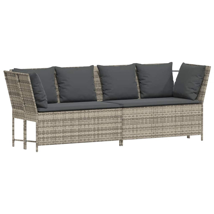 havesofa med hynder polyrattan lysegrå