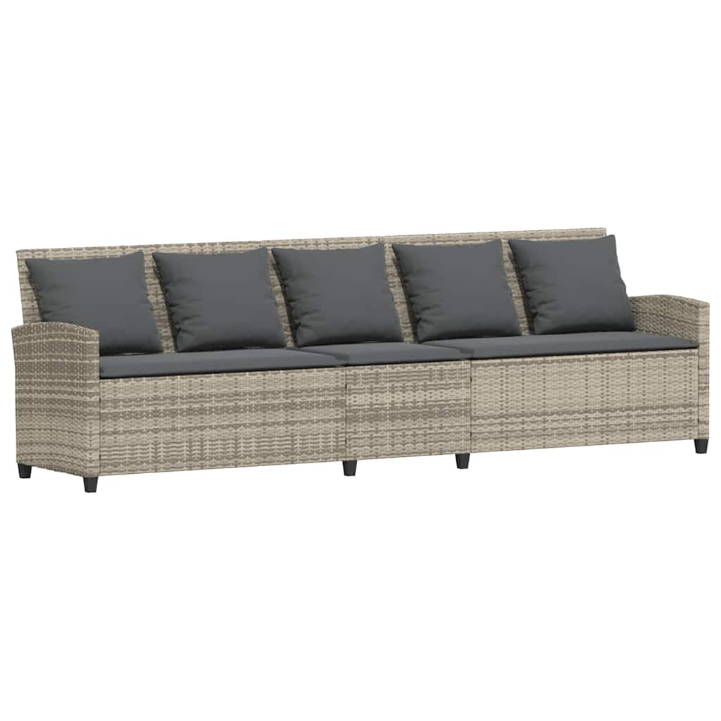 havesofa med hynder polyrattan lysegrå