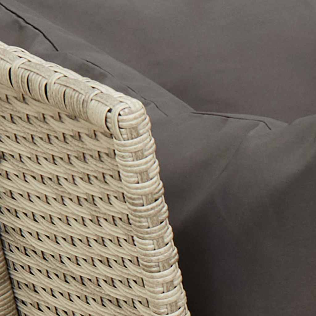 havesofa med hynder polyrattan lysegrå