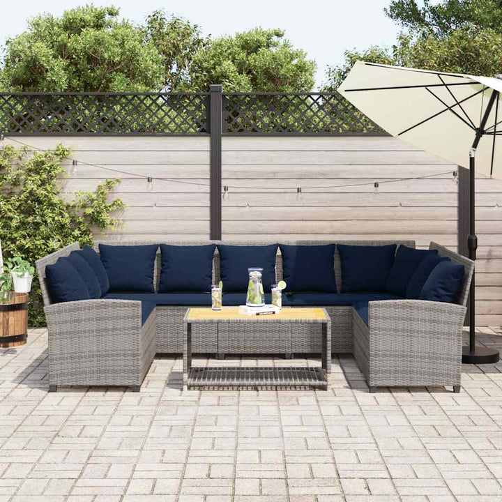 havesofa med hynder polyrattan grå