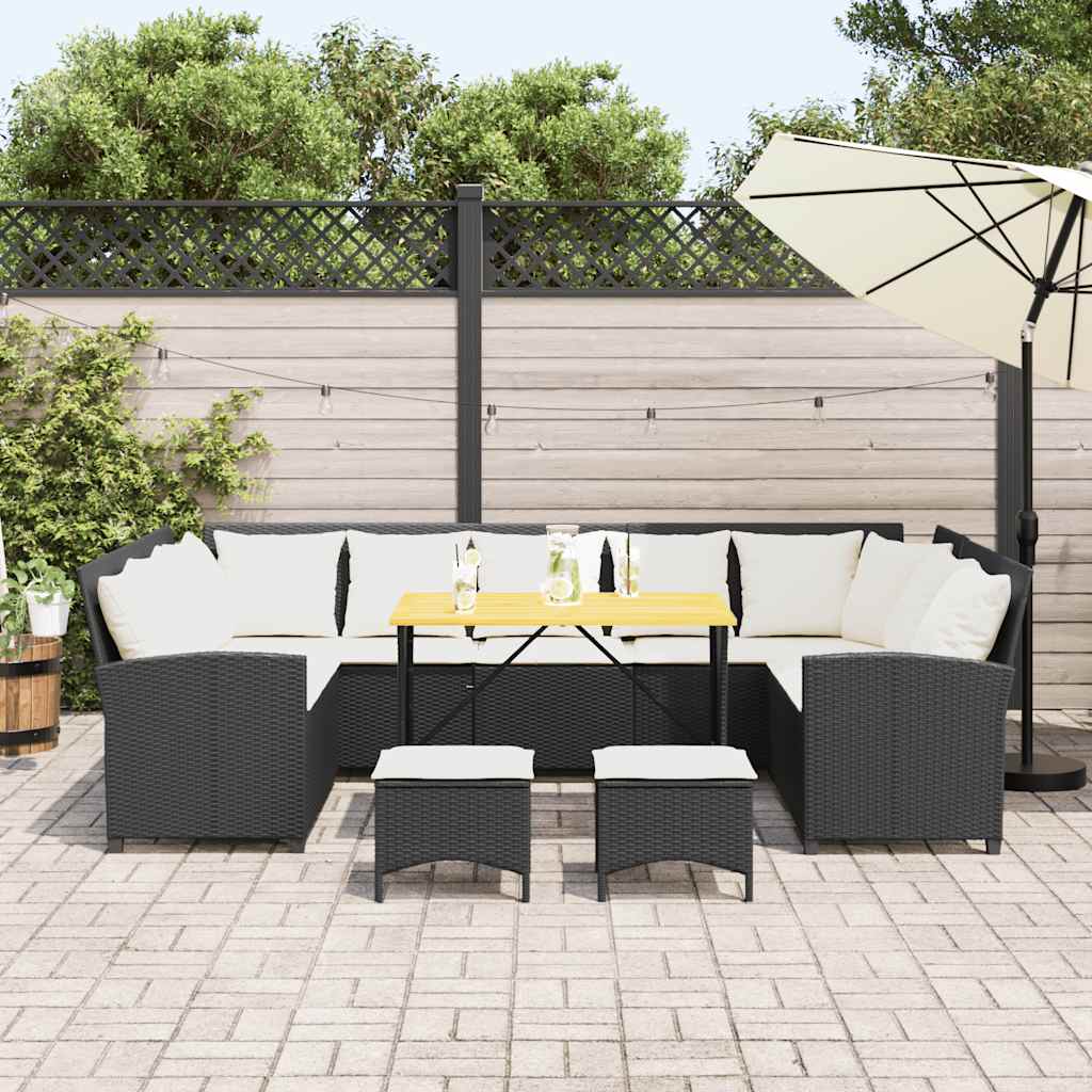 sofasæt til haven 4 dele med hynder polyrattan sort