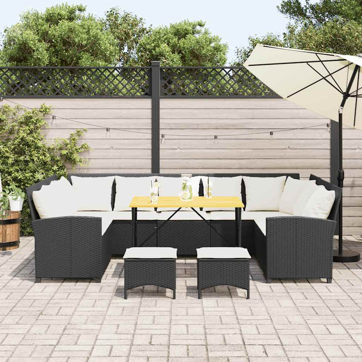 sofasæt til haven 4 dele med hynder polyrattan sort