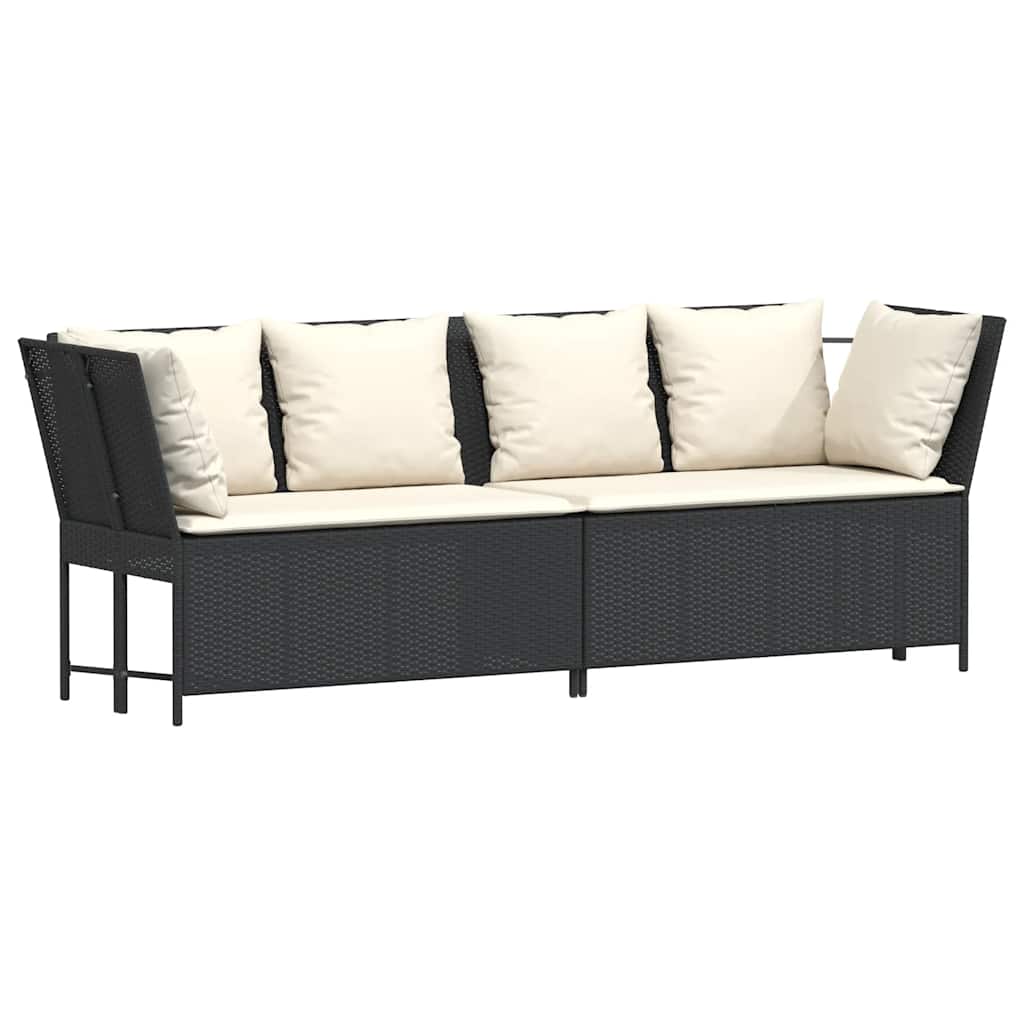 sofasæt til haven 4 dele med hynder polyrattan sort