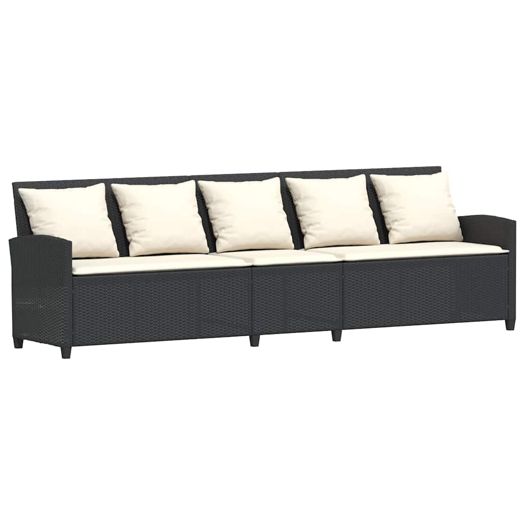 sofasæt til haven 4 dele med hynder polyrattan sort