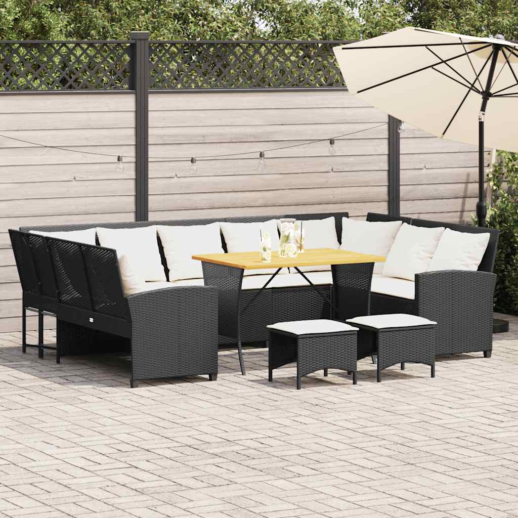 sofasæt til haven 4 dele med hynder polyrattan sort