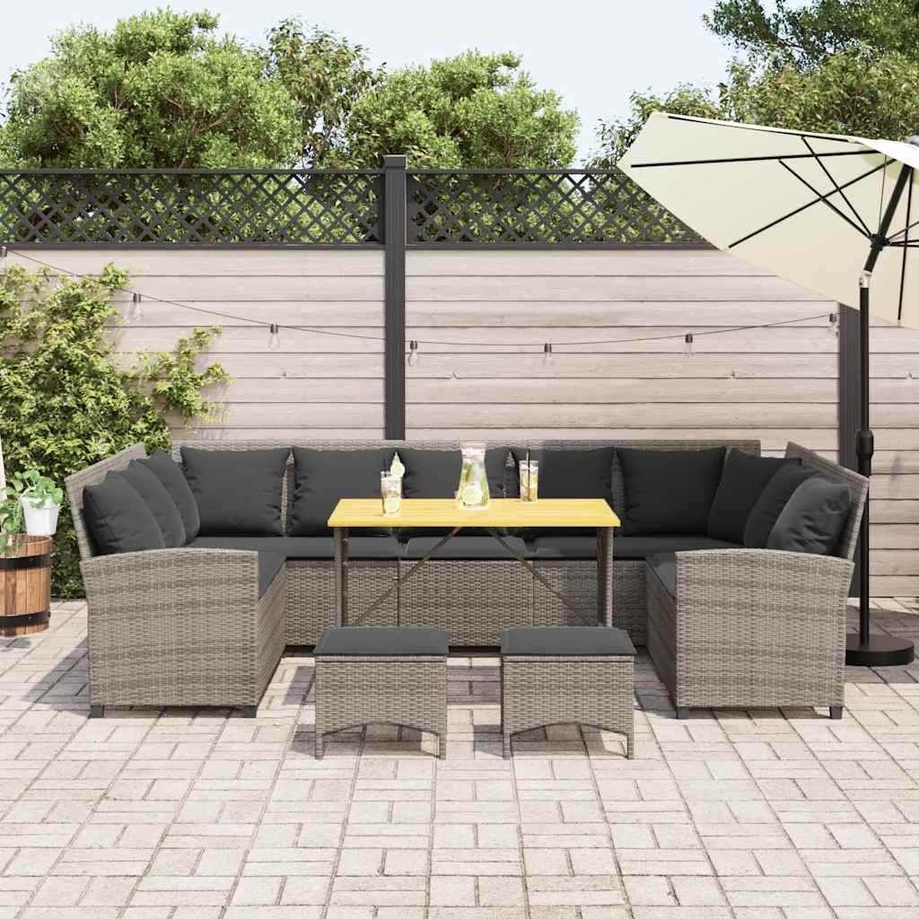 sofasæt til haven 4 dele med hynder polyrattan grå
