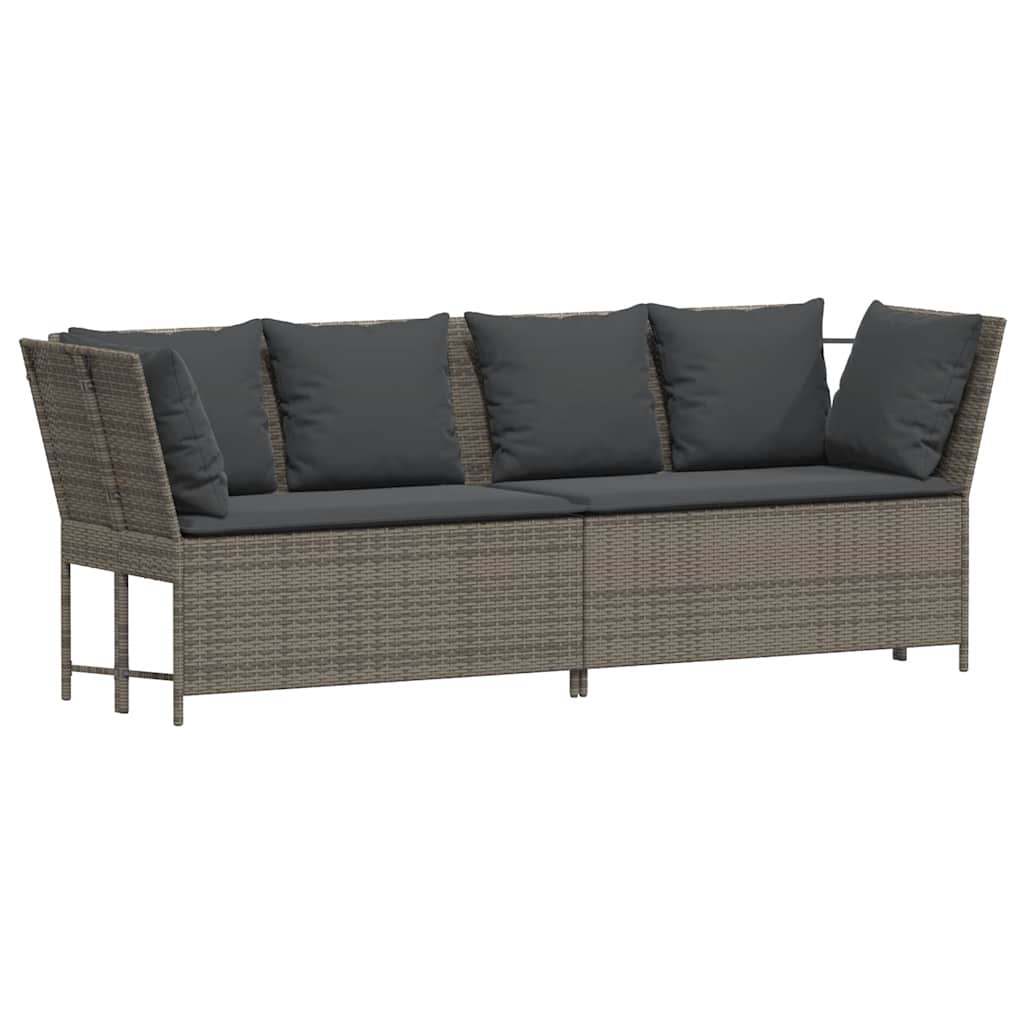 sofasæt til haven 4 dele med hynder polyrattan grå