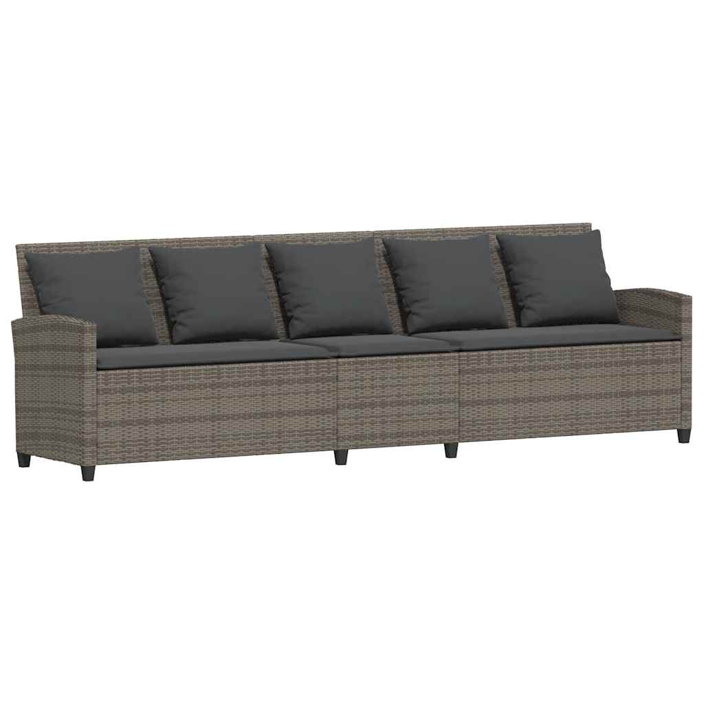 sofasæt til haven 4 dele med hynder polyrattan grå