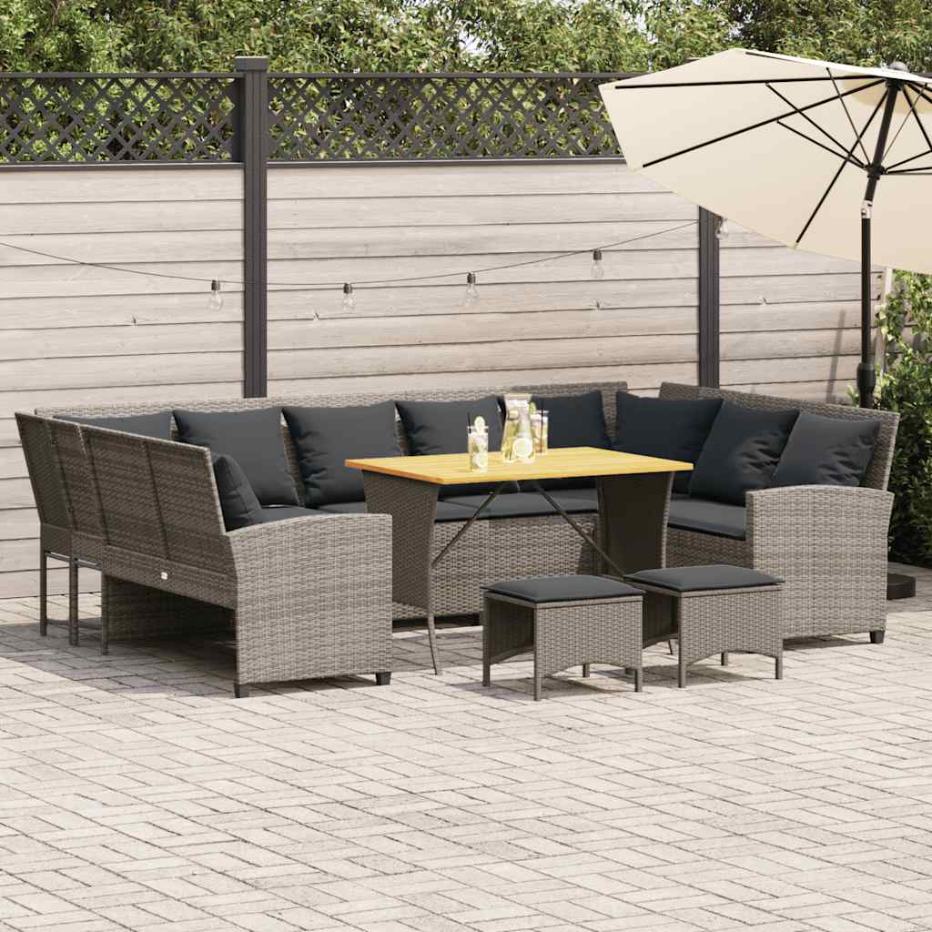 sofasæt til haven 4 dele med hynder polyrattan grå