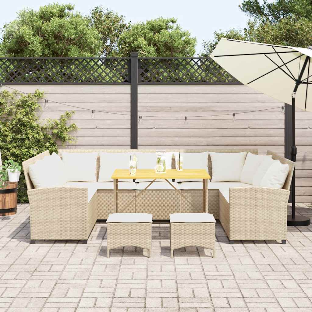 sofasæt til haven 4 dele med hynder polyrattan beige