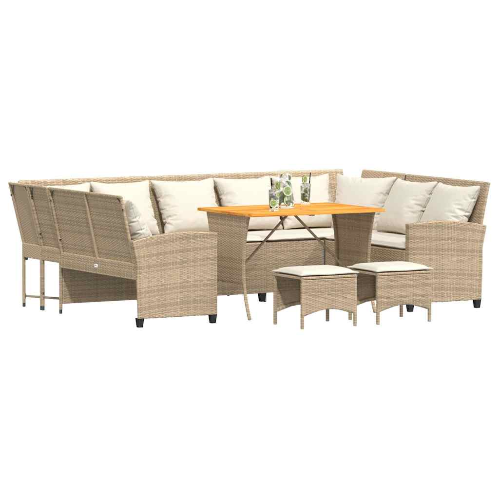 sofasæt til haven 4 dele med hynder polyrattan beige