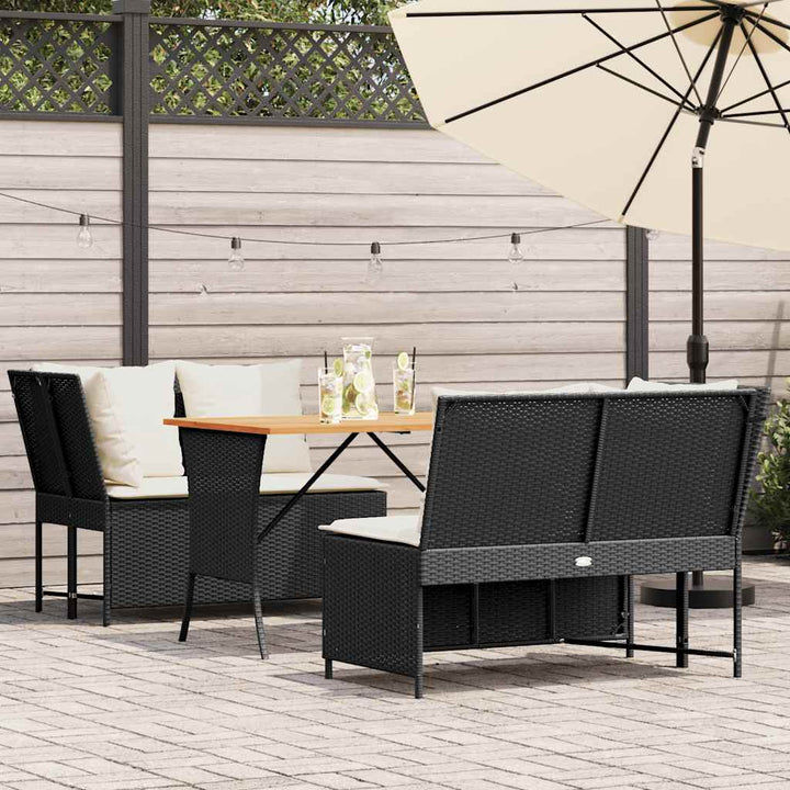 sofasæt til haven 3 dele med hynder polyrattan sort