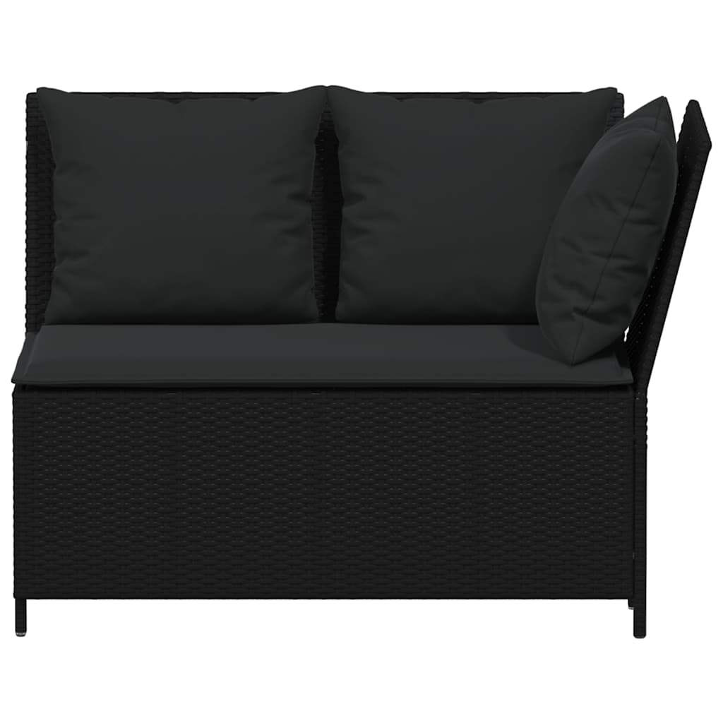 sofasæt til haven 3 dele med hynder polyrattan sort