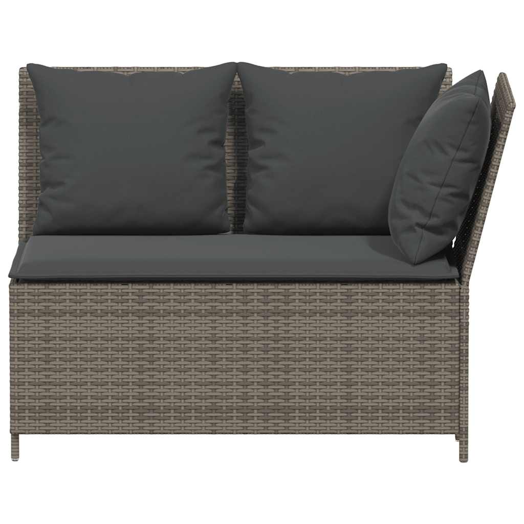 havesofasæt 3 dele med hynder polyrattan grå