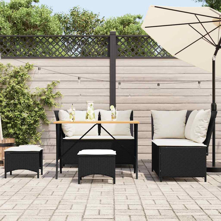 sofasæt til haven 5 dele med hynder polyrattan sort
