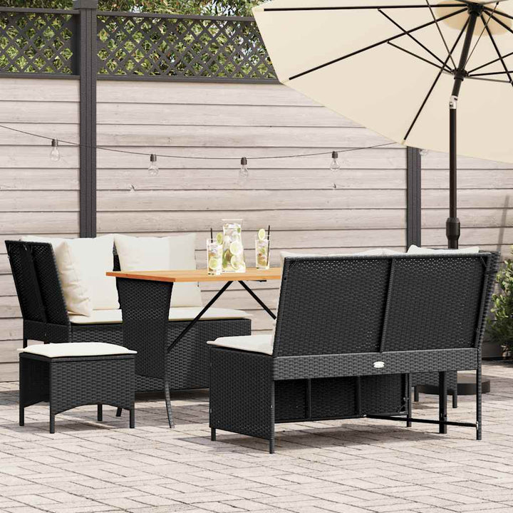 sofasæt til haven 5 dele med hynder polyrattan sort