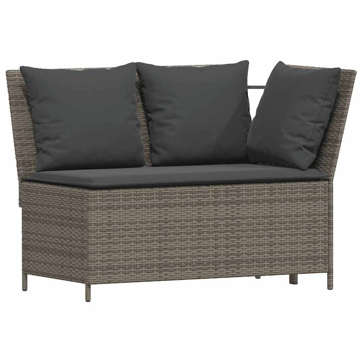 sofasæt 5 dele med hynder polyrattan grå