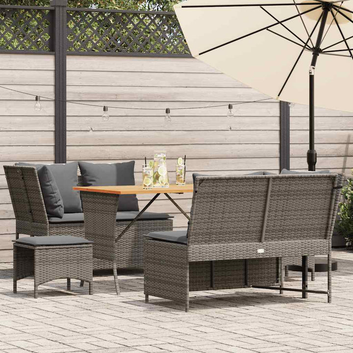sofasæt 5 dele med hynder polyrattan grå