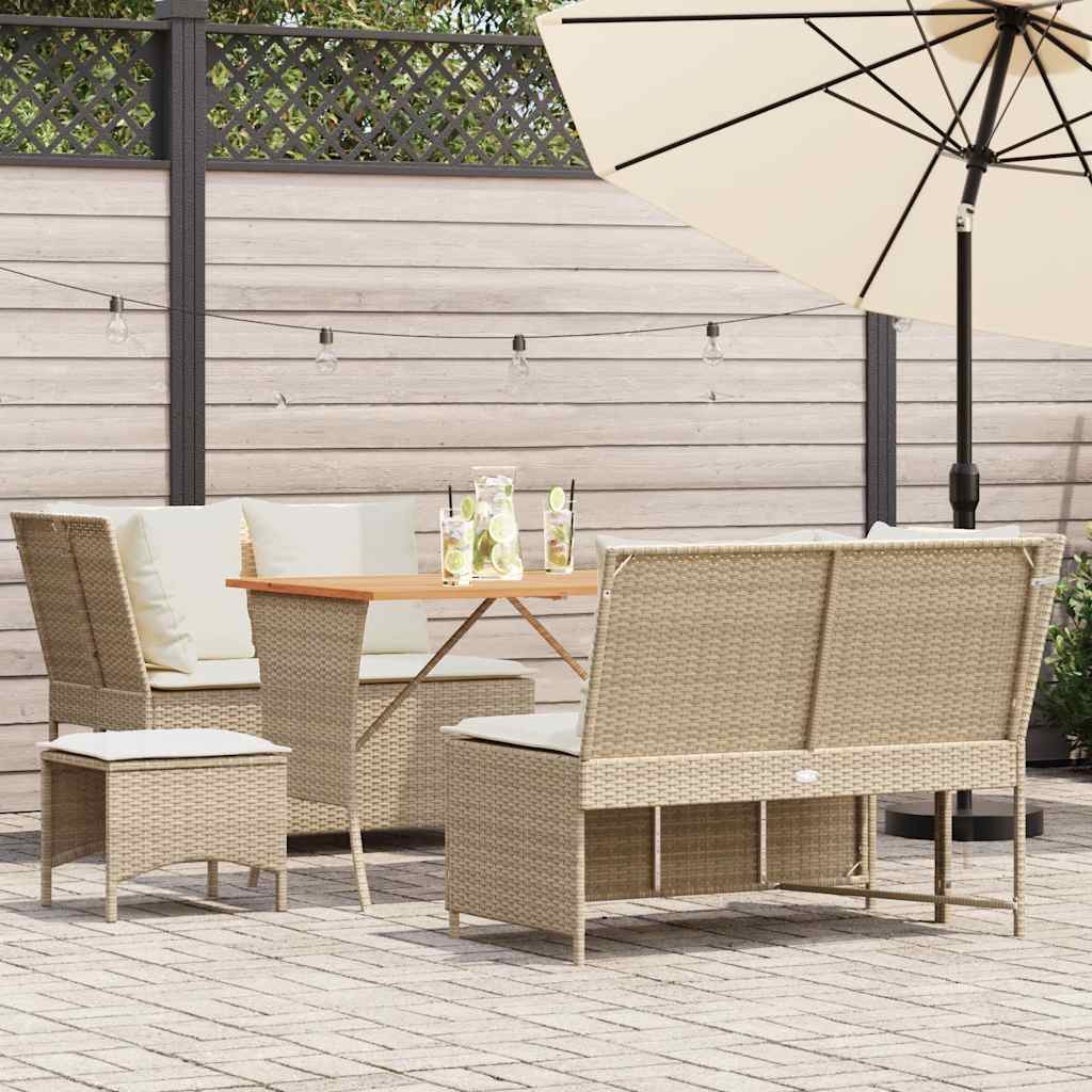 sofasæt til haven 5 dele med hynder polyrattan beige
