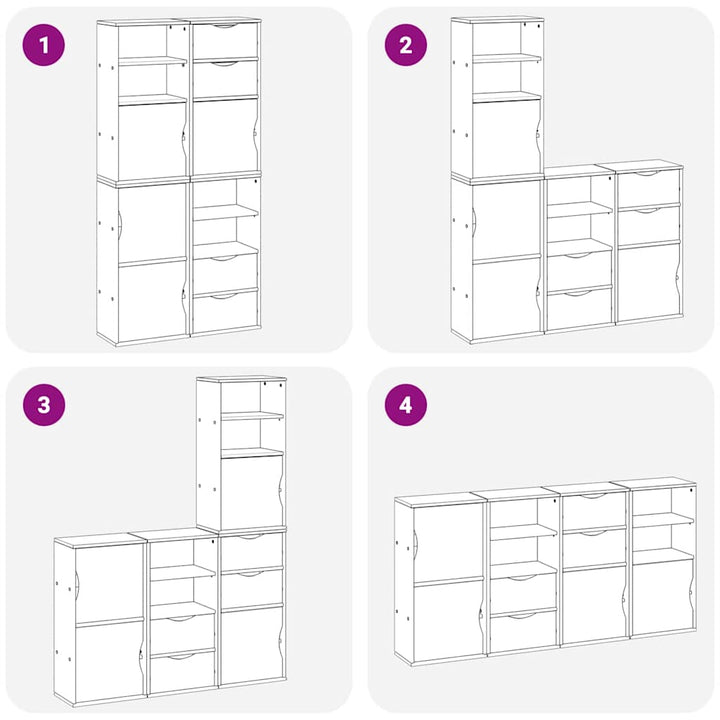sidekabinetter 4 stk ODDA 40x24x79 cm massivt fyrretræ