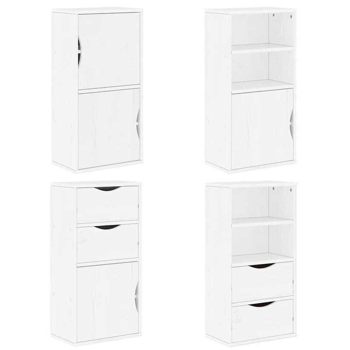 sidekabinetter 4 stk ODDA 40x24x79 cm massivt fyrretræ hvid