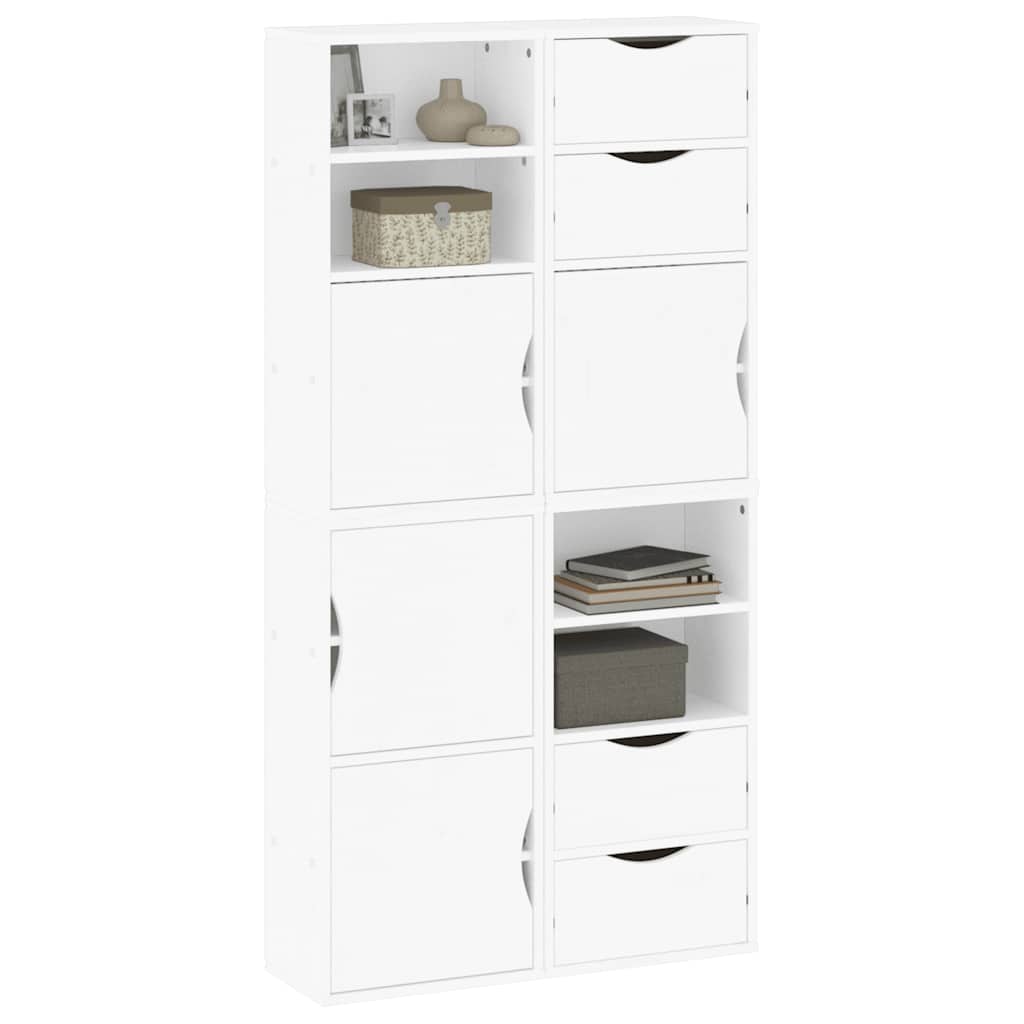 sidekabinetter 4 stk ODDA 40x24x79 cm massivt fyrretræ hvid