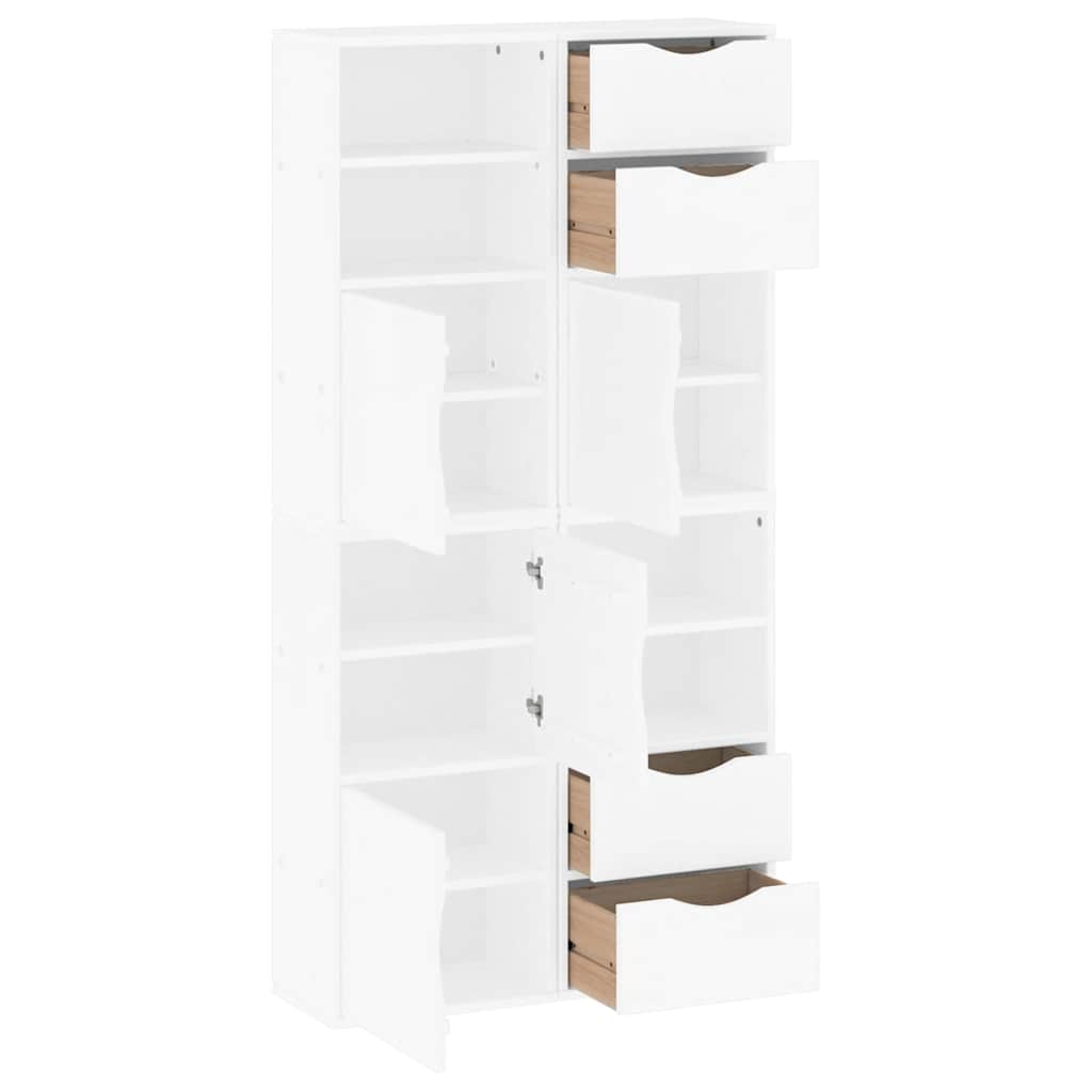 sidekabinetter 4 stk ODDA 40x24x79 cm massivt fyrretræ hvid