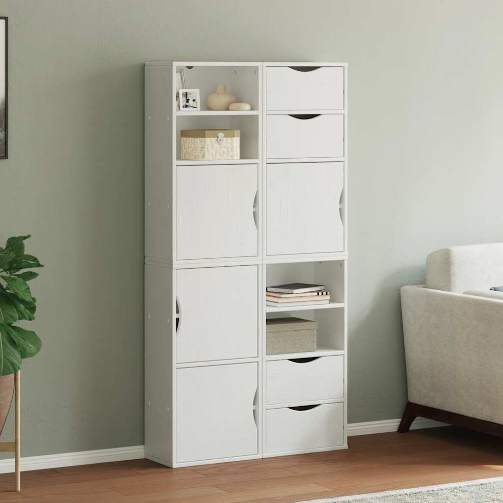 sidekabinetter 4 stk ODDA 40x24x79 cm massivt fyrretræ hvid