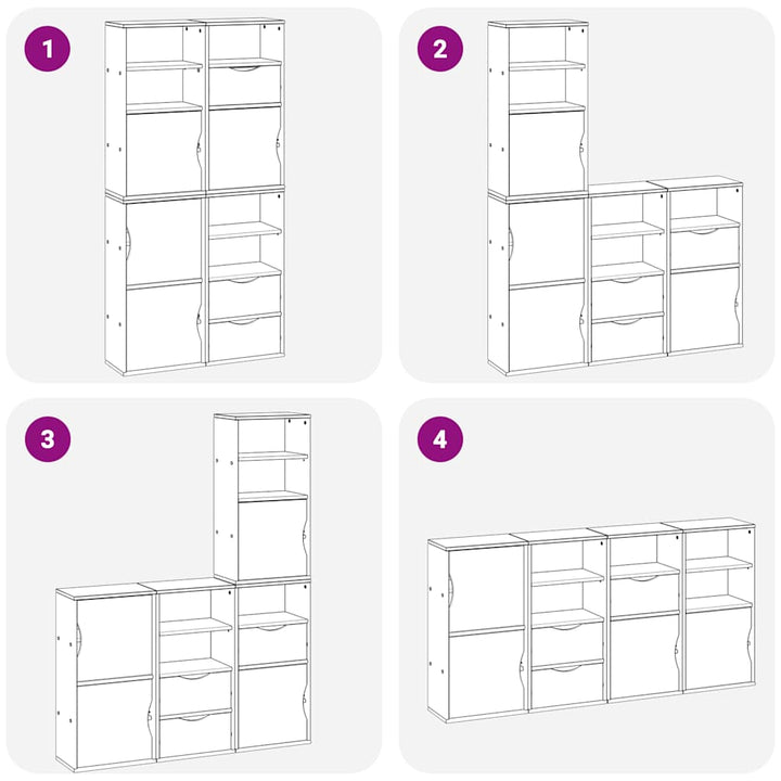 sidekabinetter 4 stk ODDA 40x24x79 cm massivt fyrretræ