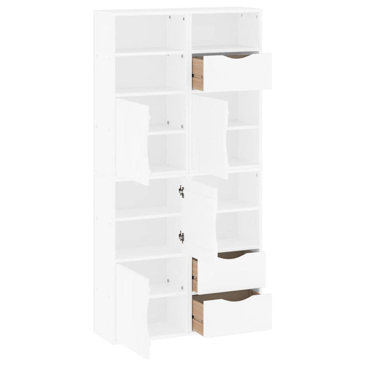 sidekabinetter 4 stk ODDA 40x24x79 cm massivt fyrretræ hvid