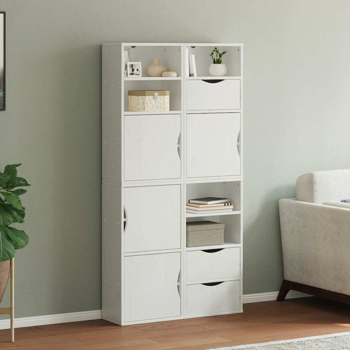 sidekabinetter 4 stk ODDA 40x24x79 cm massivt fyrretræ hvid