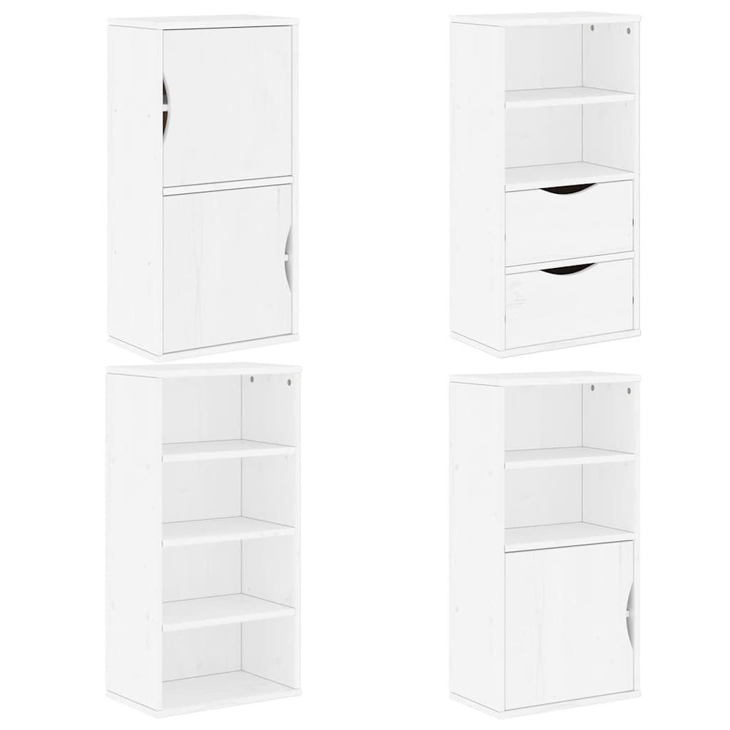 sidekabinetter 4 stk ODDA 40x24x79 cm massivt fyrretræ hvid