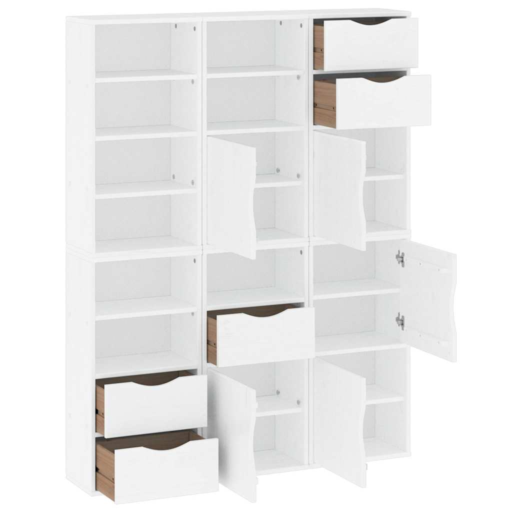 sidekabinetter 6 stk ODDA 40x24x79 cm massivt fyrretræ hvid