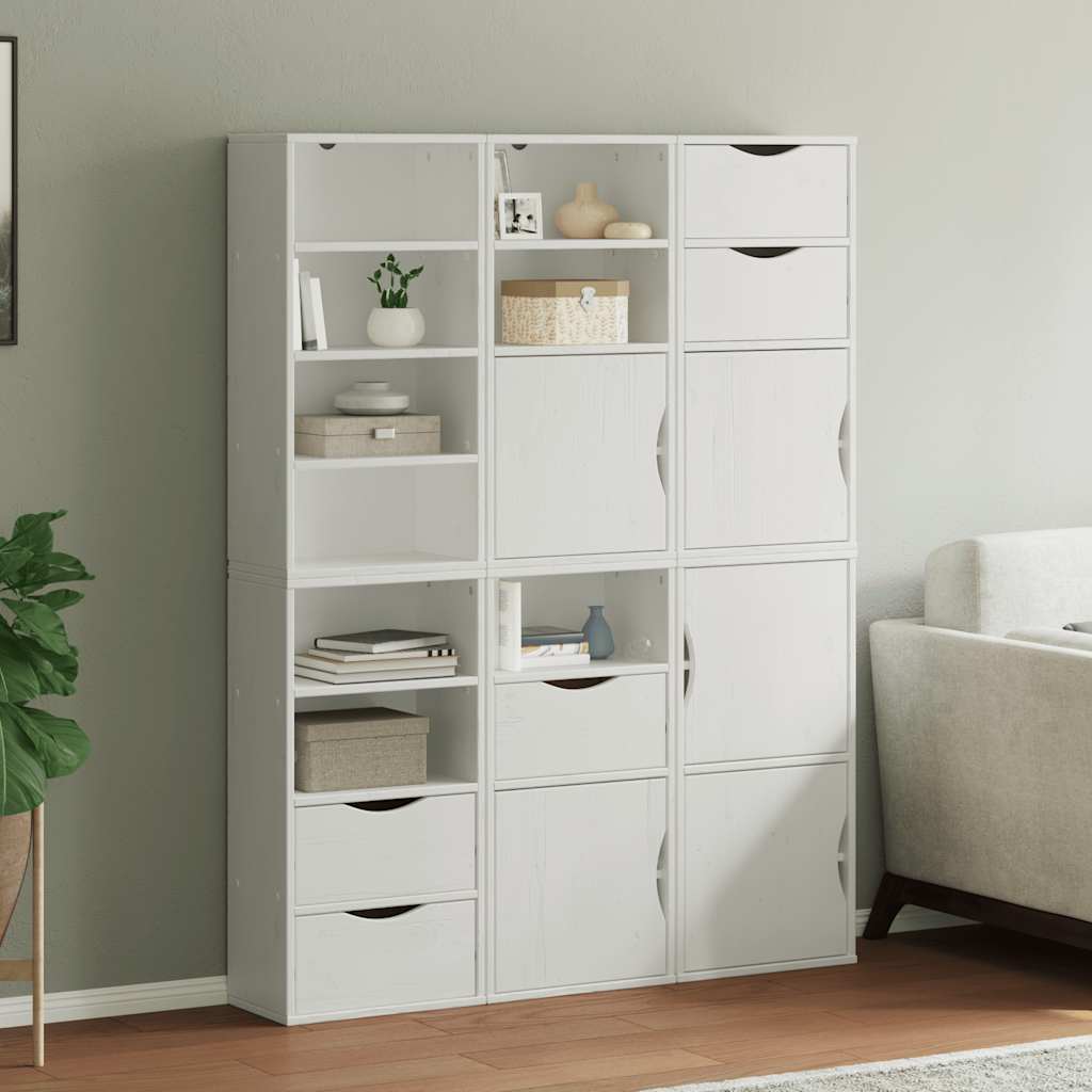 sidekabinetter 6 stk ODDA 40x24x79 cm massivt fyrretræ hvid