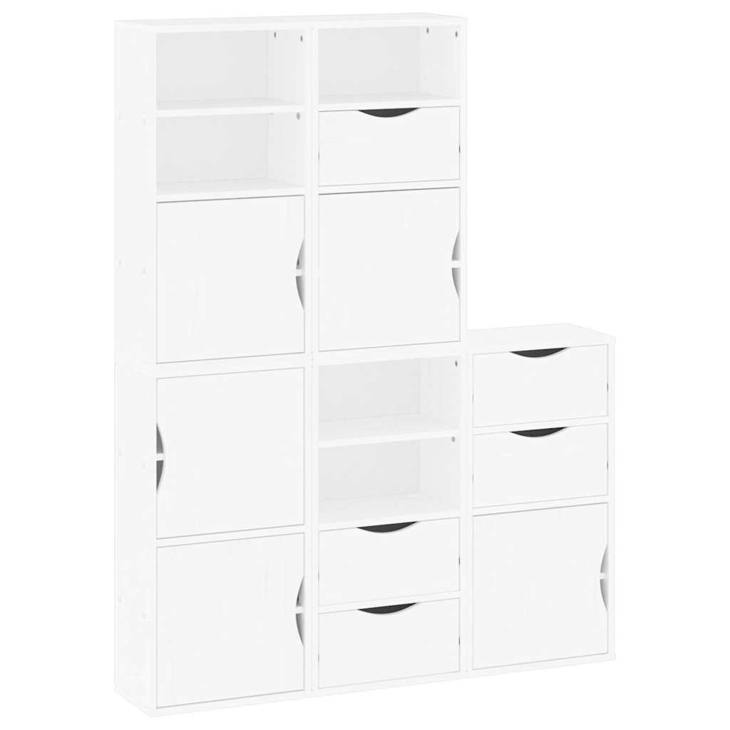 sidekabinetter 5 stk ODDA 40x24x79 cm massivt fyrretræ hvid