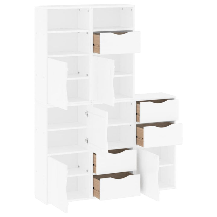 sidekabinetter 5 stk ODDA 40x24x79 cm massivt fyrretræ hvid