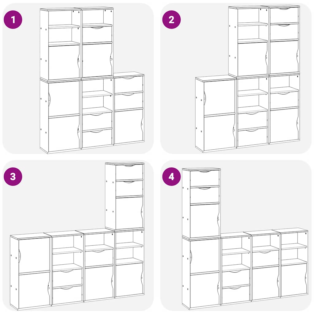 sidekabinetter 5 stk ODDA 40x24x79 cm massivt fyrretræ hvid