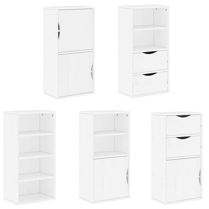 sidekabinetter 5 stk ODDA 40x24x79 cm massivt fyrretræ hvid