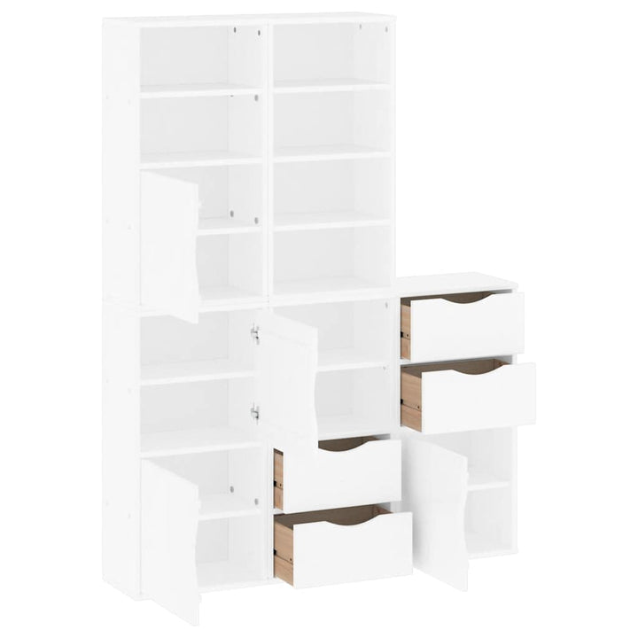 sidekabinetter 5 stk ODDA 40x24x79 cm massivt fyrretræ hvid