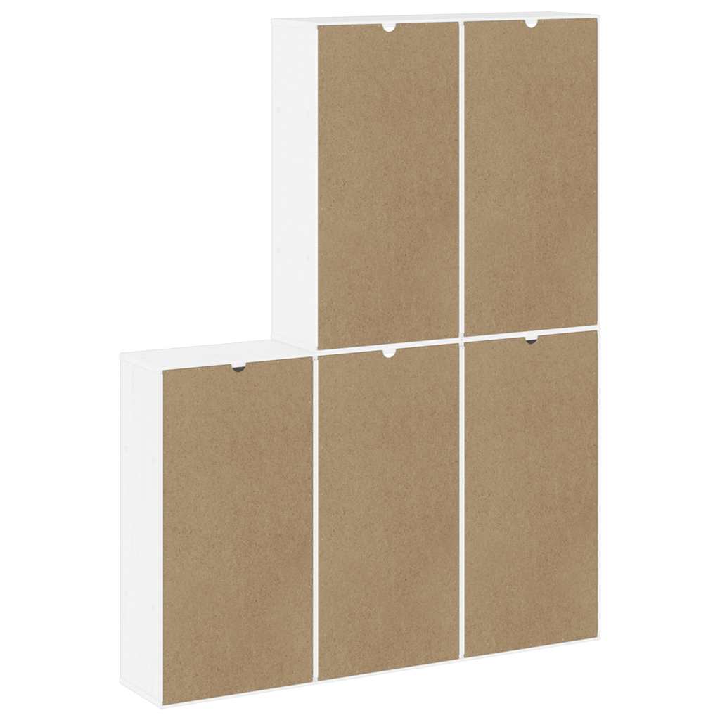 sidekabinetter 5 stk ODDA 40x24x79 cm massivt fyrretræ hvid